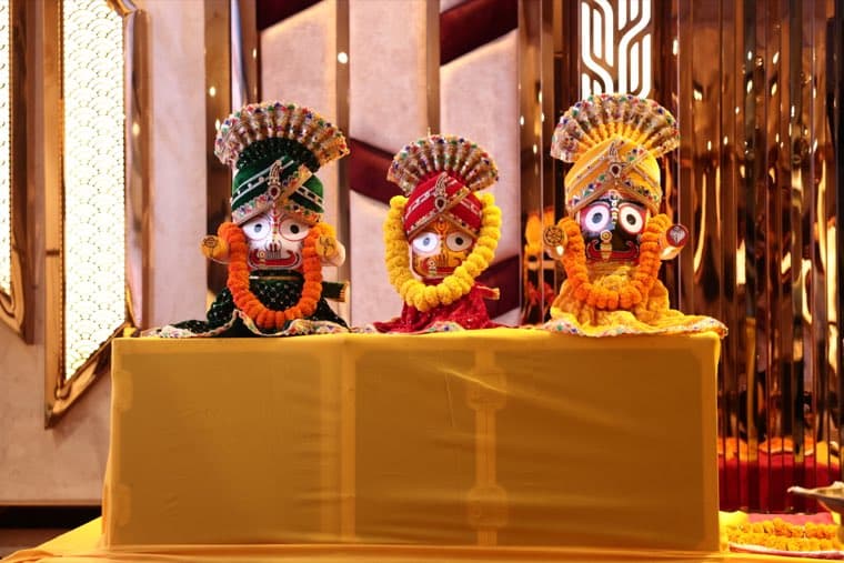 The Jagannath Trinity, before whom the proceedings were opened